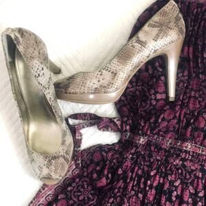 Anne Klein ~ Platform Heels Open Toe ~ Metallic  7.5 Fairy Glam Coquette